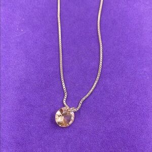 💛 Free Joe Fresh Elegant Gold Necklace with Peach Crystal Pendant